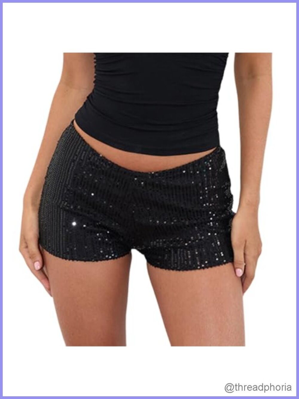 Sequin Micro Shorts Low Rise Elastic Waist Bodycon Booty Party Night Out